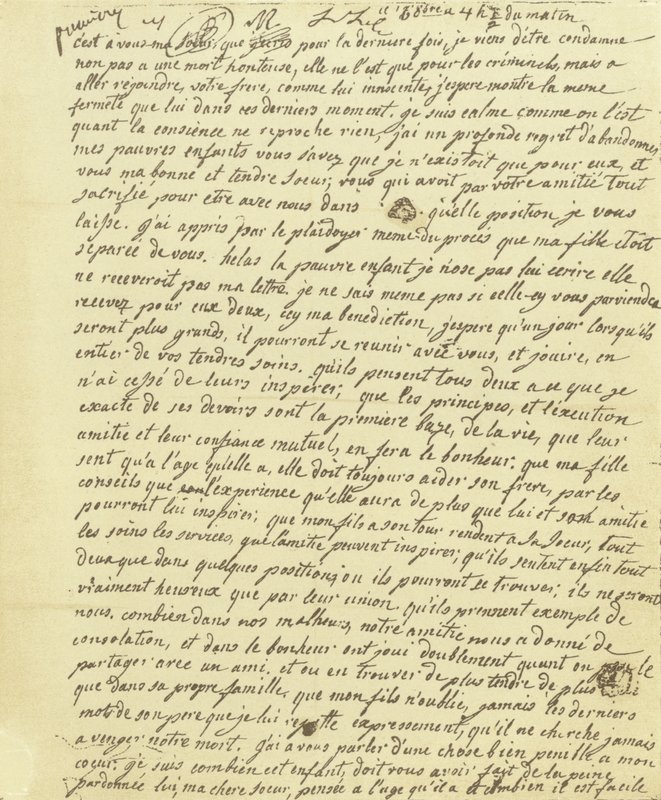 Facsimile of the Will of Marie Antoinette by French School