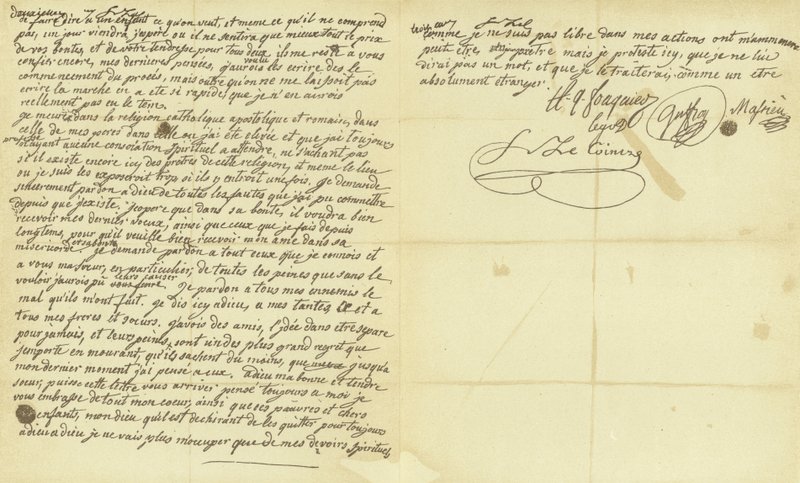 Facsimile of the Will of Marie Antoinette by French School