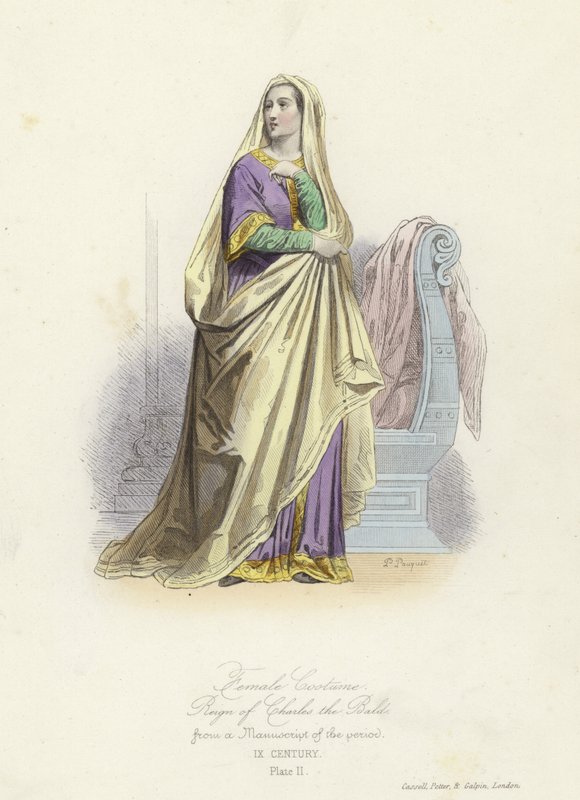 Female Costume of the Reign of Charles the Bald, King of the West Franks by French School