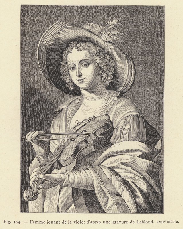 Woman Playing the Viol, after an Engraving by Leblond, 17th Century by French School
