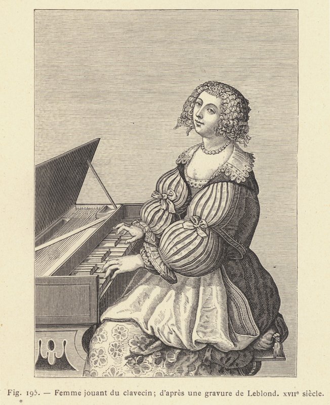Woman Playing the Harpsichord, after an Engraving by Leblond, 17th Century by French School
