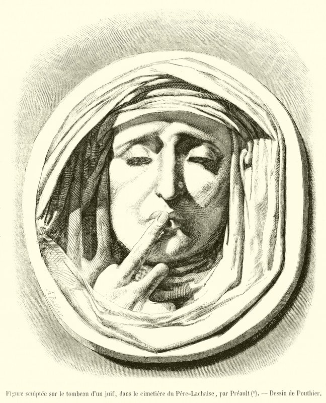 Sculpted Figure on the Tomb of a Jew in the Pere-Lachaise Cemetery by French School