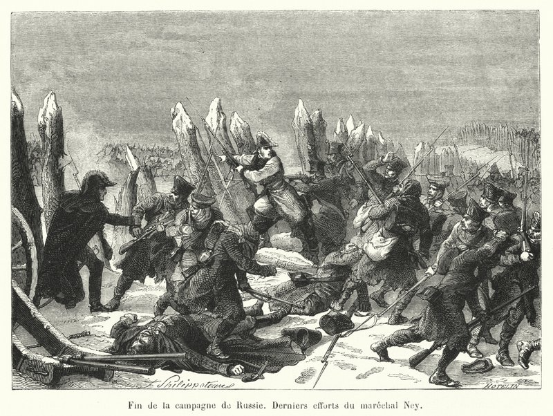 End of the Russian Campaign, Last Efforts of Marshal Ney (engraving) by French School