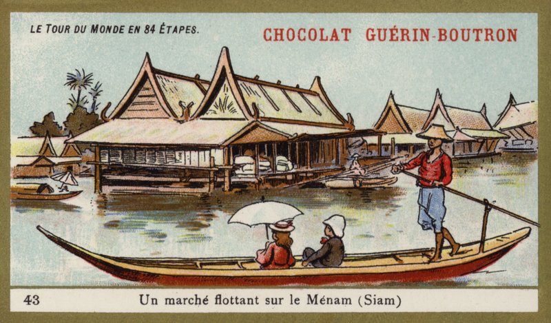 Floating market on the River Menam, Siam by French School
