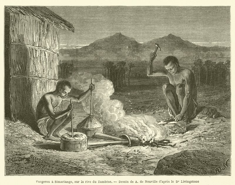 Blacksmith at Simariango, on the Bank of the Zambezi by French School