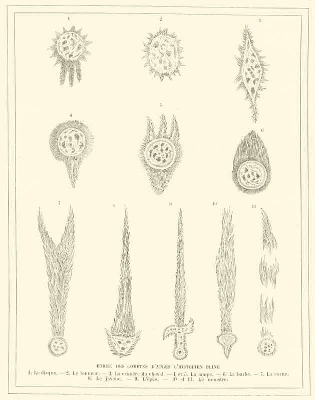 Forms of comets after the historian Pliny by French School
