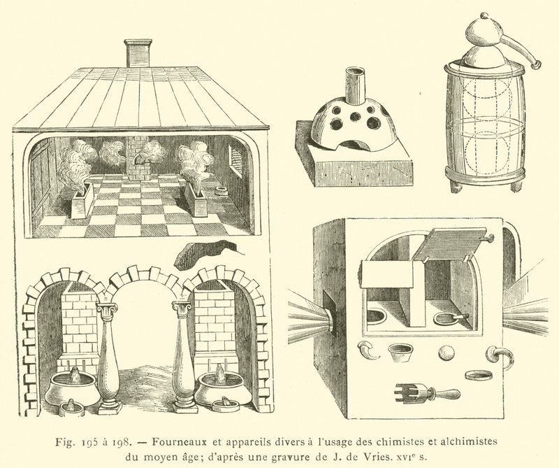 Furnaces and Various Apparatus for the Use of Chemists and Alchemists of the Middle Ages by French School