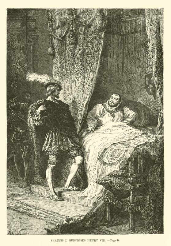 Francis I surprises Henry VIII by French School