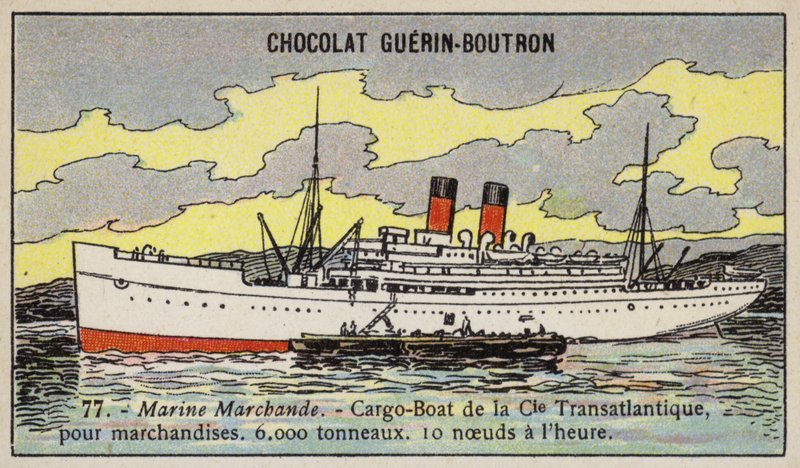 French Cargo Ship of the Compagnie Transatlantique by French School