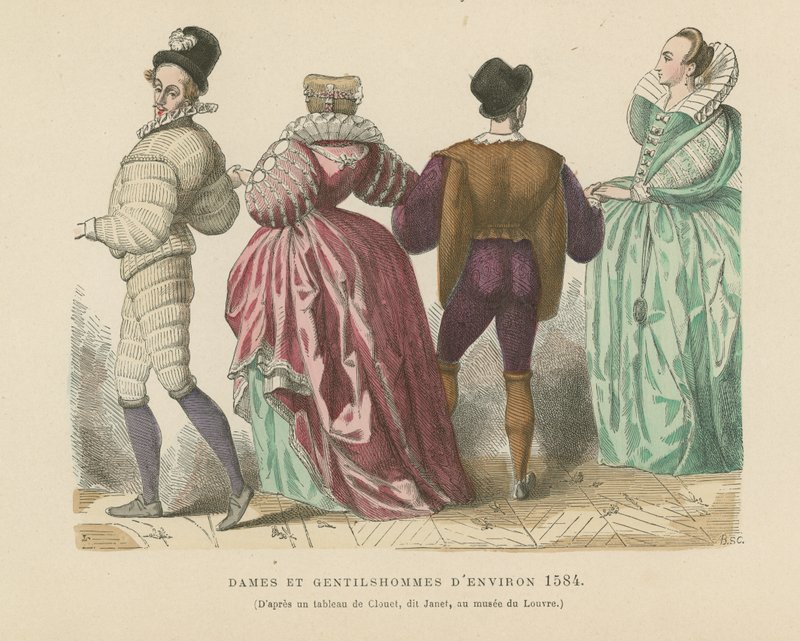 French Ladies and Gentlemen of c1584 by French School