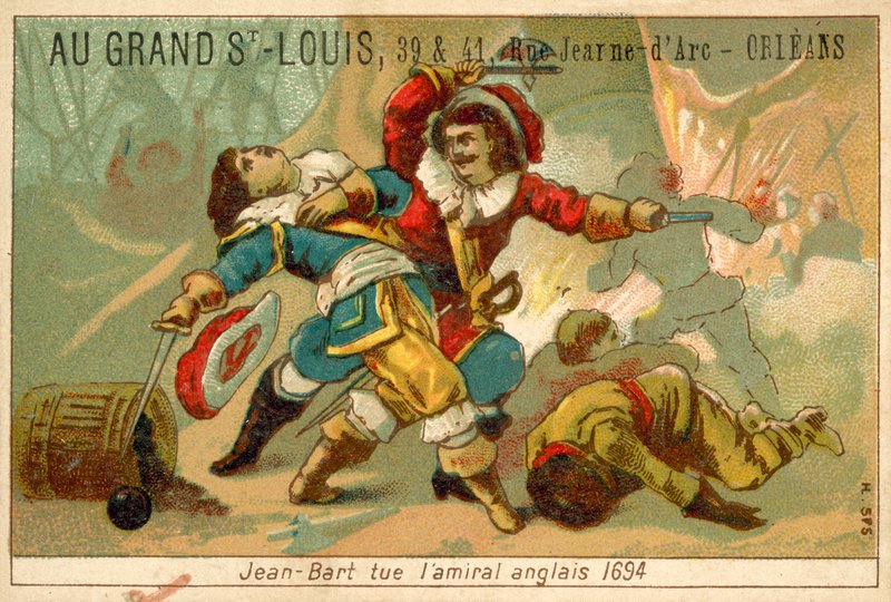 French naval commander and privateer killing an English admiral, 1694 by French School
