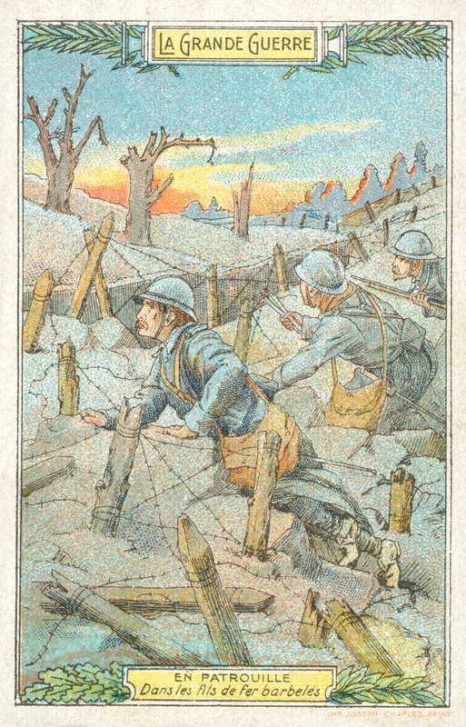 French Patrol Among the Barbed Wire, World War I by French School