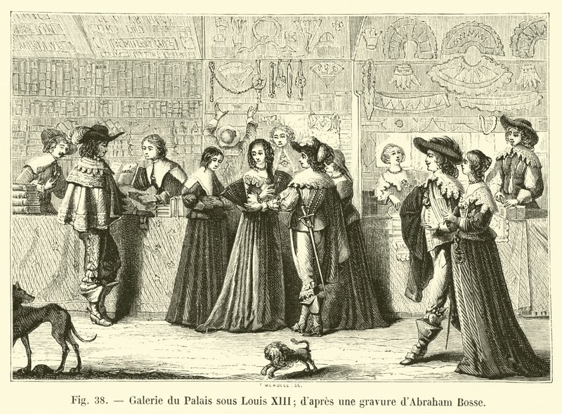 Gallery of the Palace under Louis XIII, after an engraving by Abraham Bosse by French School