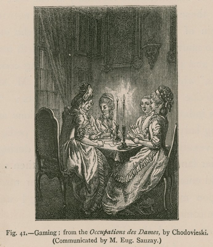 Gaming; from the Occupations des Dames, by Chodovieski by French School