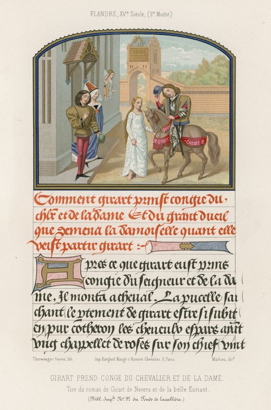 Girart takes the knight and lady by French School