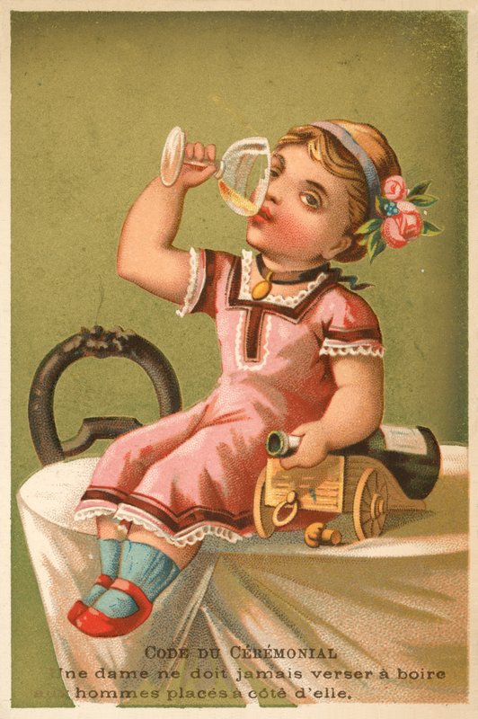 Girl Drinking Champagne by French School