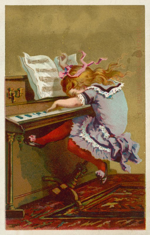 Girl Playing a Piano by French School