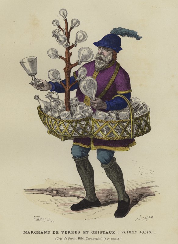 Glass and crystal seller, 15th Century by French School