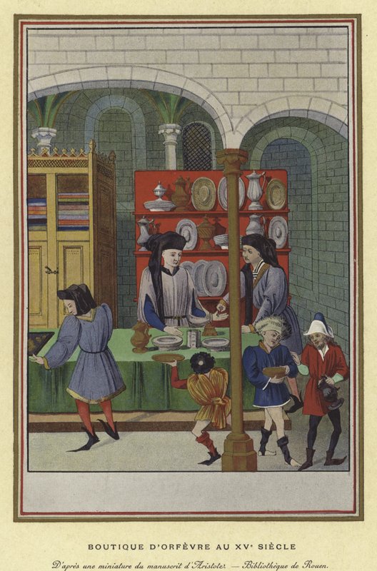 Gold and Silversmiths Shop, 15th Century by French School