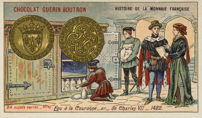 Gold ecu a la couronne of Charles VII by French School