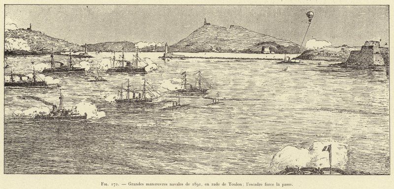 Great Naval Maneuvers of 1891, in the Roadstead of Toulon; the Squadron Forces the Passage by French School