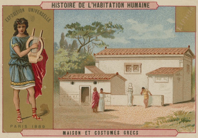 Greek House and Costumes by French School