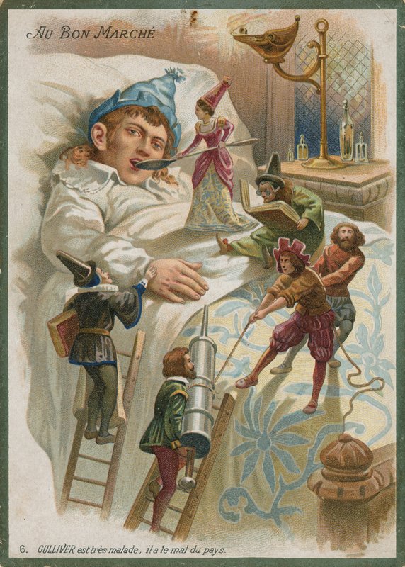 Gulliver ill in Lilliput by French School