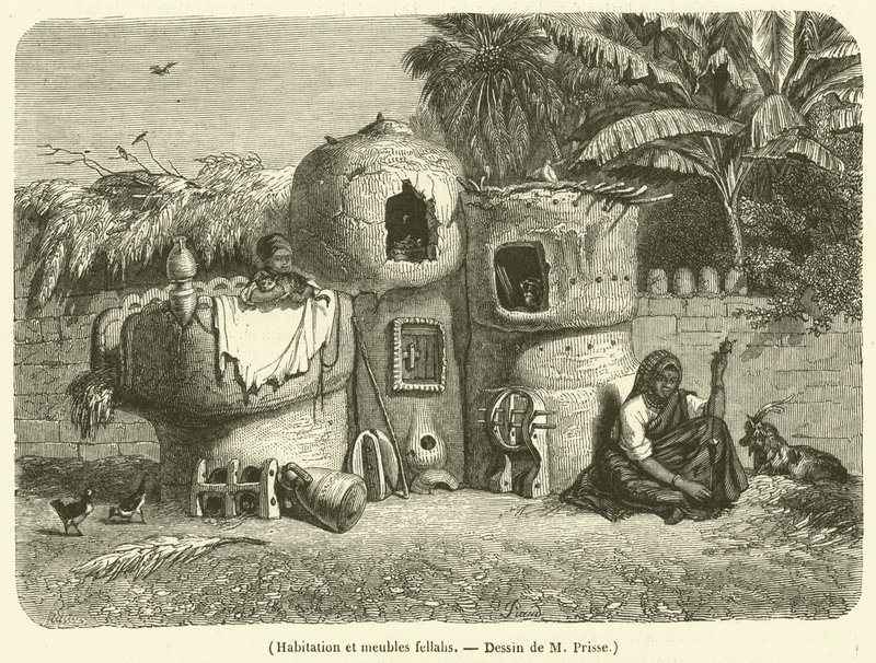 Habitation and Furniture of Fellahs (engraving) by French School