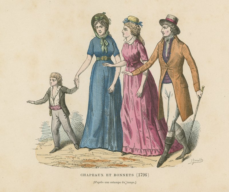 Hats and bonnets, 1796 by French School