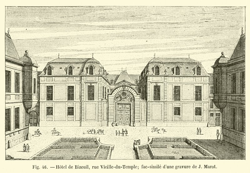 Hotel de Bizeuil, Rue Vieille-du-Temple; Facsimile of an Engraving by J Marot by French School