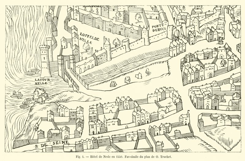 Hotel de Nesle in 1550, Facsimile of the Plan by O Truchet by French School