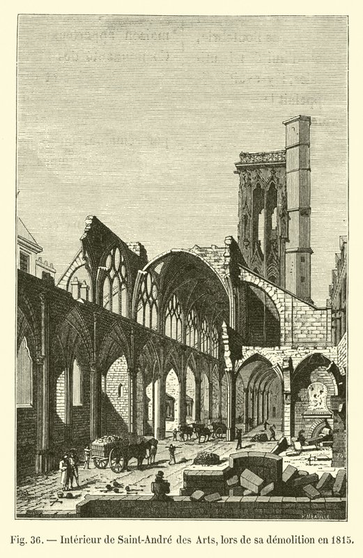 Interior of Saint-Andre des Arts, during its demolition in 1815 by French School