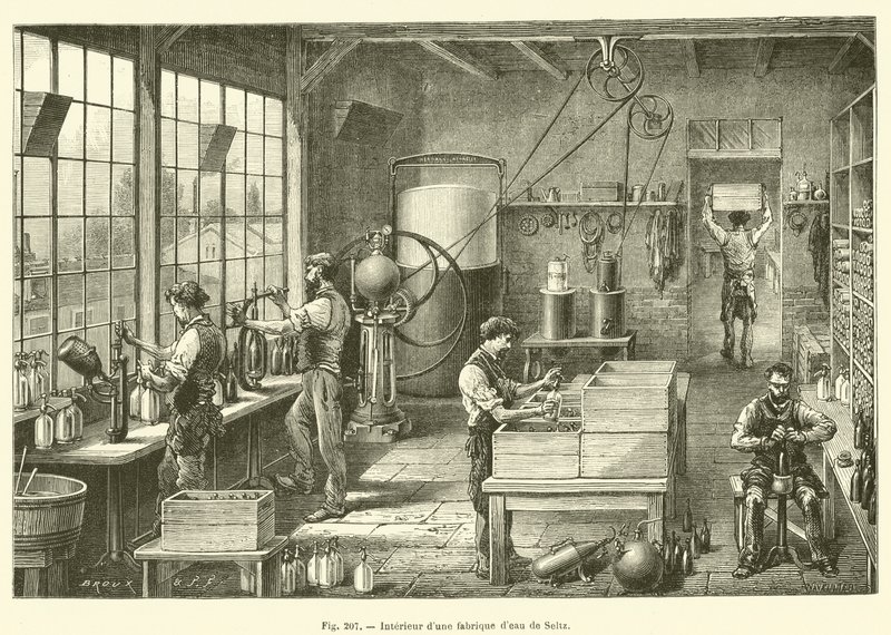 Interior of a Seltzer Water Factory (engraving) by French School