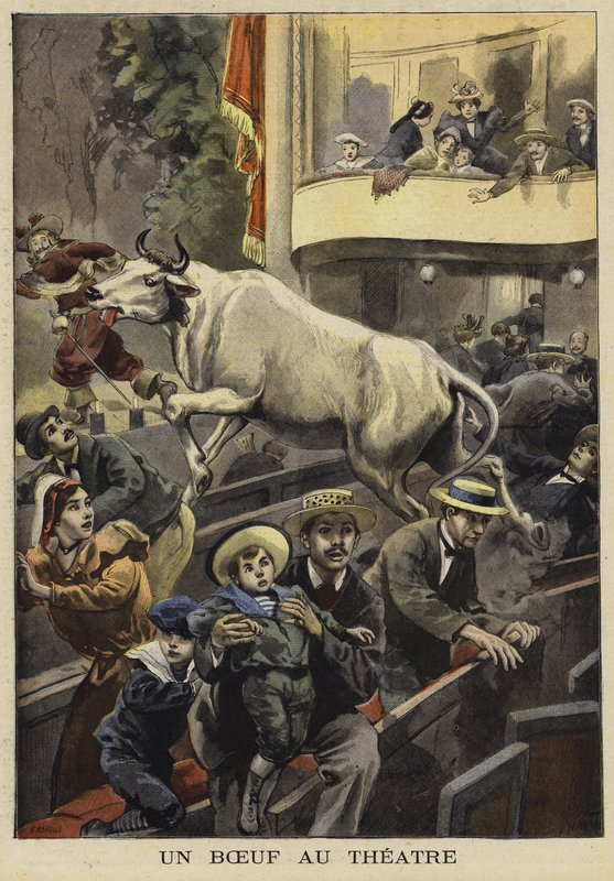Interruption of a Theatre Performance by a Bullock, Villefranche-de-Lauragais, France, 1897 by French School