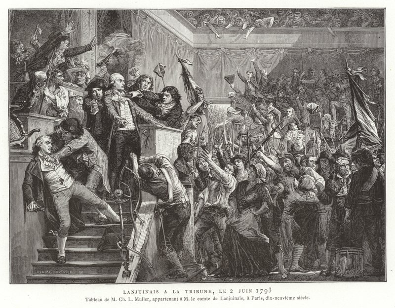 Jean Denis, Comte Lanjuinais, at the Rostrum of the Convention, French Revolution, 2 June 1793 by French School
