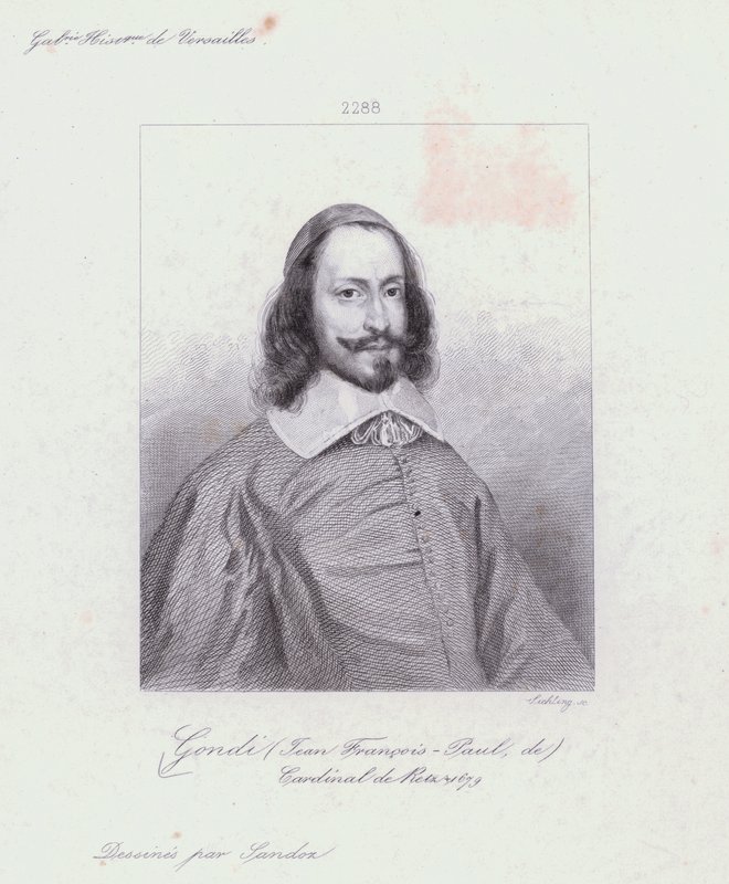 Jean Francois Paul de Gondi, Cardinal de Retz, French Clergyman and Agitator in the Fronde Civil War (engraving) by French School