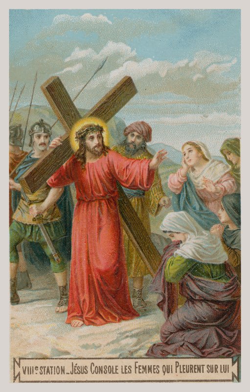 Jesus consoles the women who are weeping for him (The eighth Station of the Cross) by French School