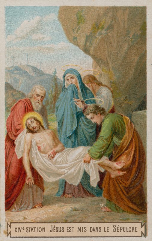 Jesus is laid in the tomb (The fourteenth Station of the Cross) by French School