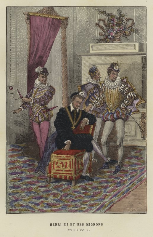 King Henry III of France and his favourites, les Mignons, 16th Century by French School