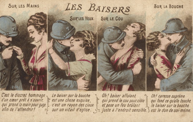 Kissing couple by French School
