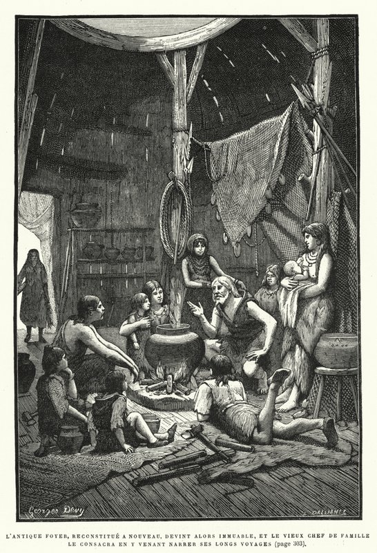 The Ancient Hearth, Reconstituted Anew, Then Became Immutable, and the Old Head of the Family Consecrated It by Coming to Narrate His Long Journeys by French School
