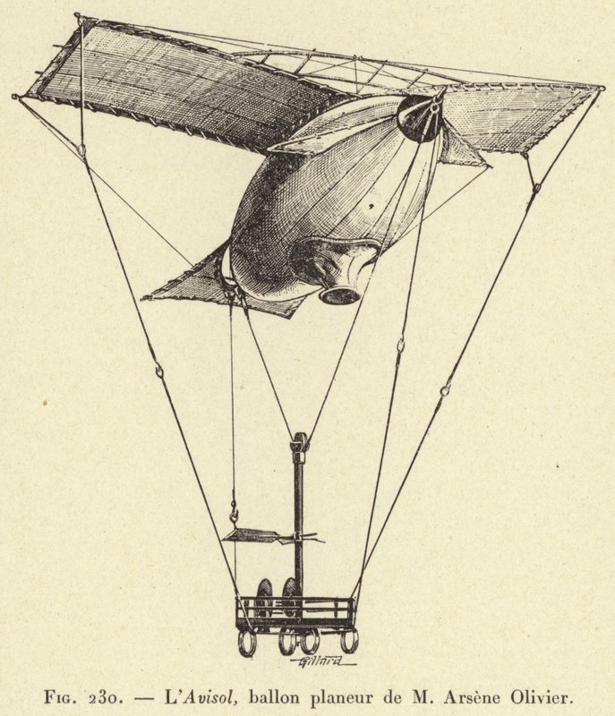 The Avisol, Glider Balloon by M Arsene Olivier (engraving) by French School