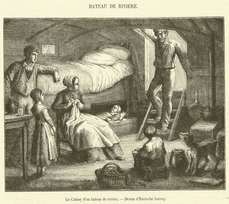 The Cabin of a Riverboat (engraving) by French School