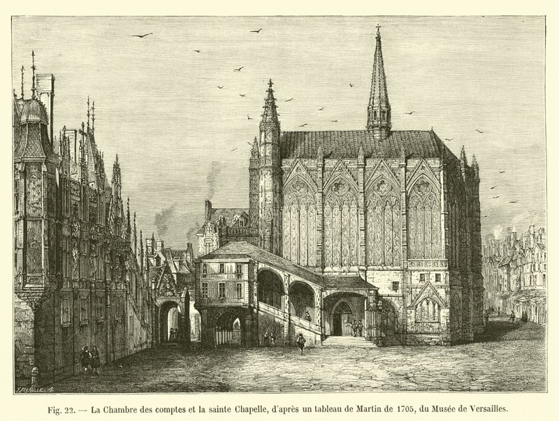 The Chamber of Accounts and the Sainte Chapelle, after a painting by Martin from 1705, in the Versailles Museum by French School