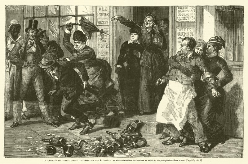 The Crusade of Women Against Intemperance in the United States (engraving) by French School