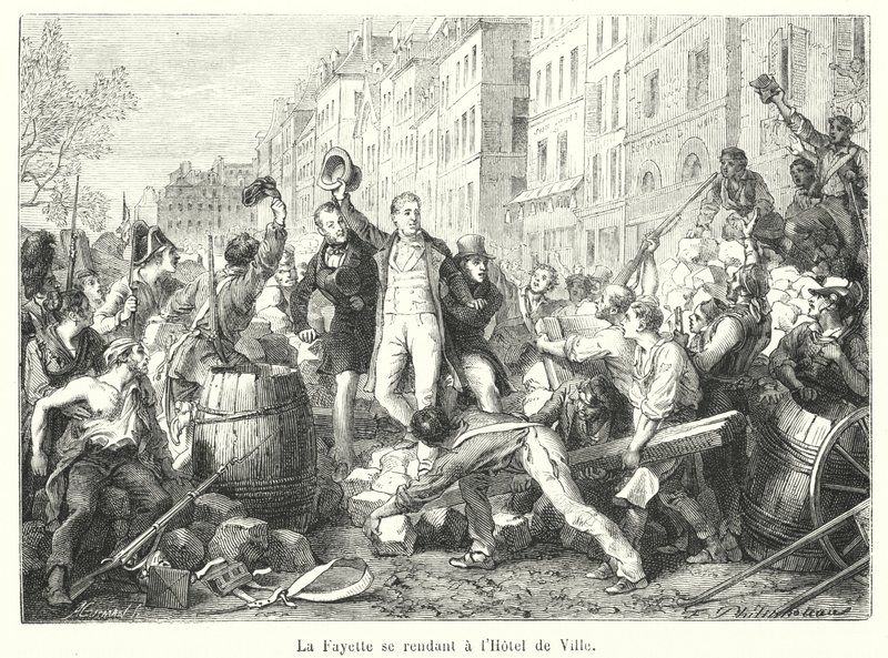 La Fayette Going to the City Hall (engraving) by French School
