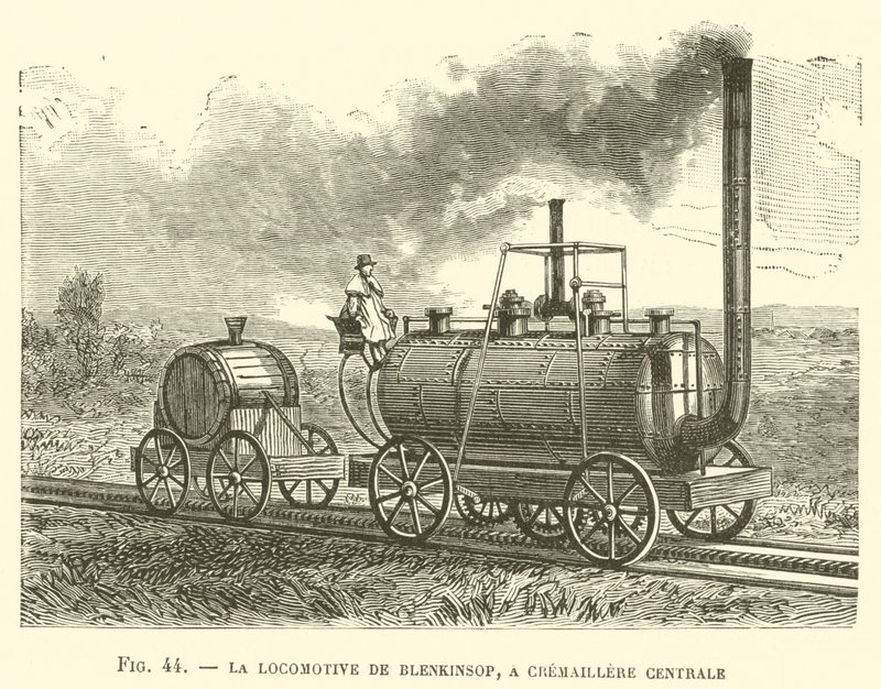 The Blenkinsop Locomotive with Central Rack by French School