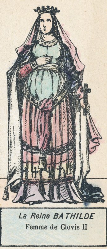 Queen Bathilde, Wife of Clovis II (engraving) by French School
