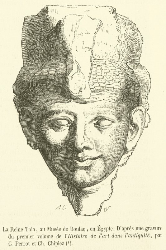 Queen Taia, at the Boulaq Museum, Egypt (engraving) by French School