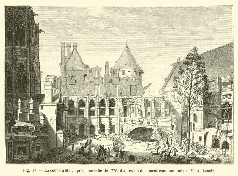 The Court of May, after the fire of 1776, after a document communicated by M A Lenoir by French School